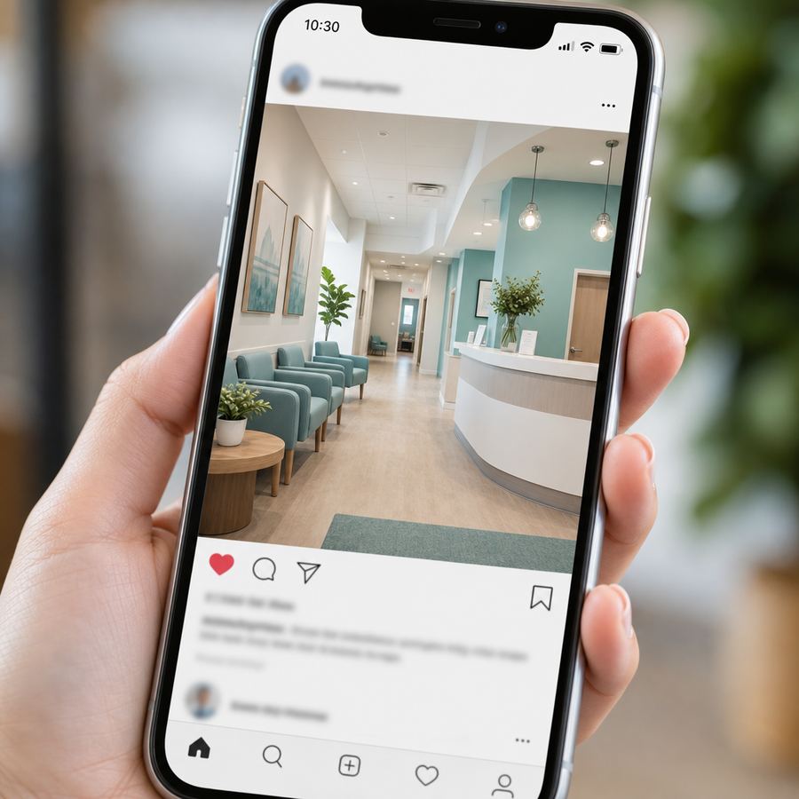 Healthcare clinic social media marketing on mobile